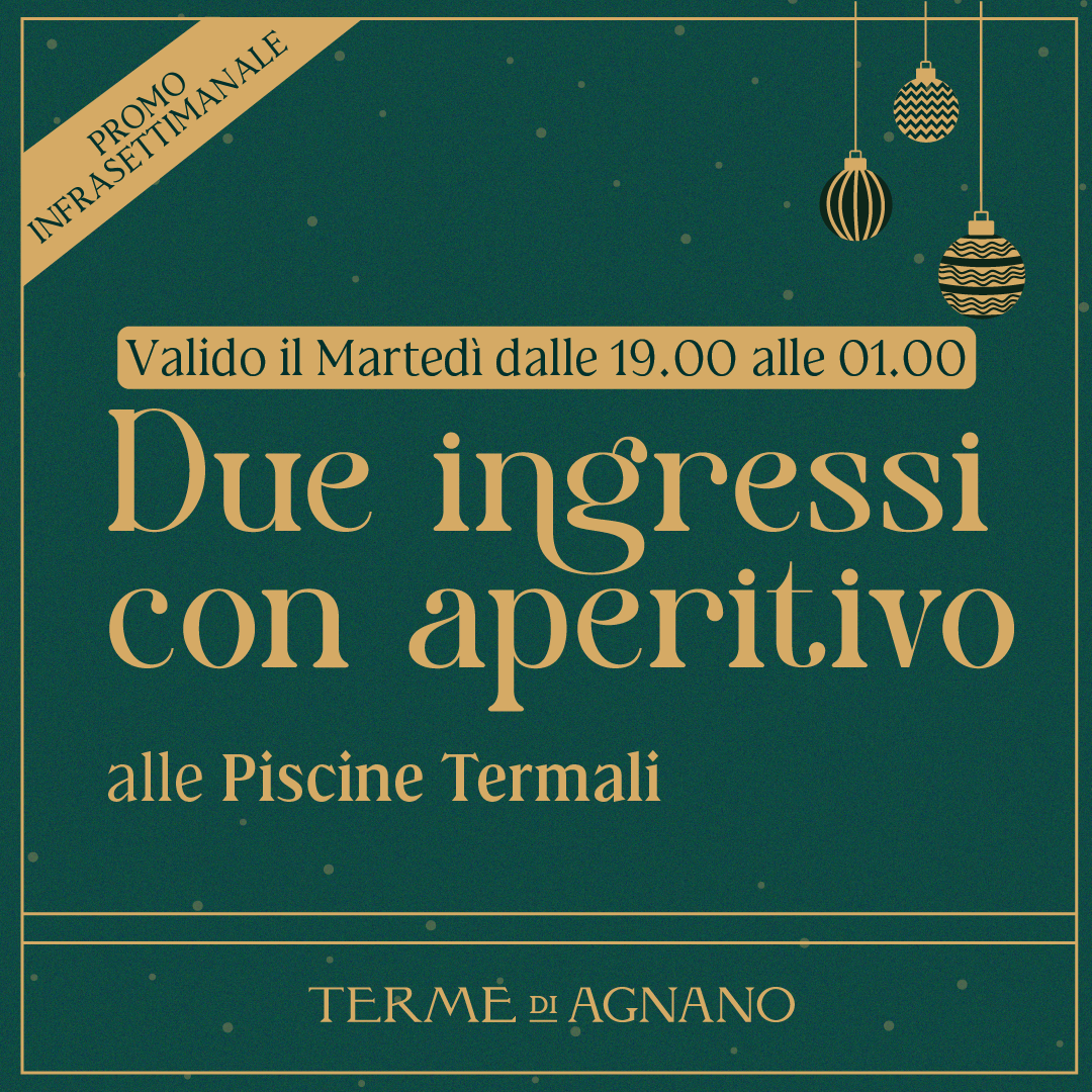 CHRISTMAS WONDERLAND🎁- Promo infrasettimanale: Due ingressi con aperitivo Martedì dalle 19.00 alle 01.00 - Piscine Termali